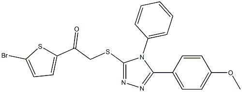 1-(5-bromothiophen-2-yl)-2-[[5-(4-methoxyphenyl)-4-phenyl-1,2,4-triazol-3-yl]sulfanyl]ethanone Struktur