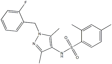 N-[1-[(2-fluorophenyl)methyl]-3,5-dimethylpyrazol-4-yl]-2,4-dimethylbenzenesulfonamide Struktur