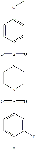 1-(3,4-difluorophenyl)sulfonyl-4-(4-methoxyphenyl)sulfonylpiperazine Struktur