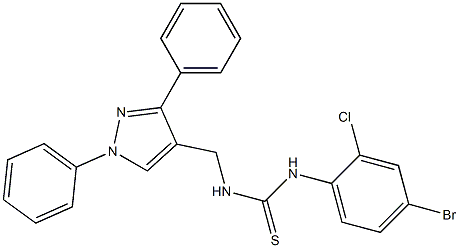 1-(4-bromo-2-chlorophenyl)-3-[(1,3-diphenylpyrazol-4-yl)methyl]thiourea Struktur