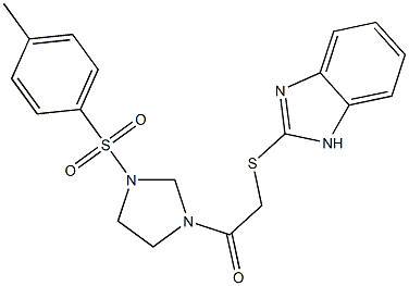 2-(1H-benzimidazol-2-ylsulfanyl)-1-[3-(4-methylphenyl)sulfonylimidazolidin-1-yl]ethanone Struktur