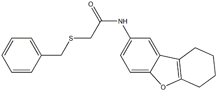 2-benzylsulfanyl-N-(6,7,8,9-tetrahydrodibenzofuran-2-yl)acetamide Struktur