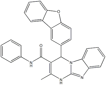 4-dibenzofuran-2-yl-2-methyl-N-phenyl-1,4-dihydropyrimido[1,2-a]benzimidazole-3-carboxamide Struktur