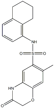 7-methyl-3-oxo-N-(5,6,7,8-tetrahydronaphthalen-1-yl)-4H-1,4-benzoxazine-6-sulfonamide Struktur