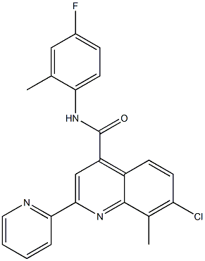 7-chloro-N-(4-fluoro-2-methylphenyl)-8-methyl-2-pyridin-2-ylquinoline-4-carboxamide Struktur