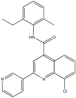 8-chloro-N-(2-ethyl-6-methylphenyl)-2-pyridin-3-ylquinoline-4-carboxamide Struktur