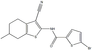 5-bromo-N-(3-cyano-6-methyl-4,5,6,7-tetrahydro-1-benzothiophen-2-yl)thiophene-2-carboxamide Struktur