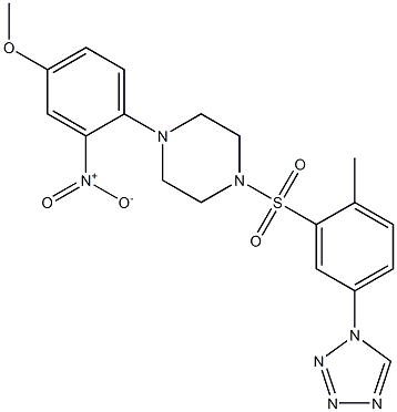 1-(4-methoxy-2-nitrophenyl)-4-[2-methyl-5-(tetrazol-1-yl)phenyl]sulfonylpiperazine Struktur