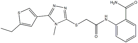 2-[[2-[[5-(5-ethylthiophen-3-yl)-4-methyl-1,2,4-triazol-3-yl]sulfanyl]acetyl]amino]benzamide Struktur