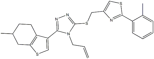 2-(2-methylphenyl)-4-[[5-(6-methyl-4,5,6,7-tetrahydro-1-benzothiophen-3-yl)-4-prop-2-enyl-1,2,4-triazol-3-yl]sulfanylmethyl]-1,3-thiazole Struktur