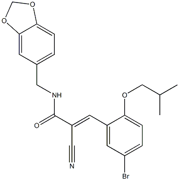 (E)-N-(1,3-benzodioxol-5-ylmethyl)-3-[5-bromo-2-(2-methylpropoxy)phenyl]-2-cyanoprop-2-enamide Structure