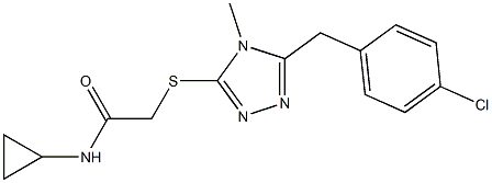 2-[[5-[(4-chlorophenyl)methyl]-4-methyl-1,2,4-triazol-3-yl]sulfanyl]-N-cyclopropylacetamide Struktur