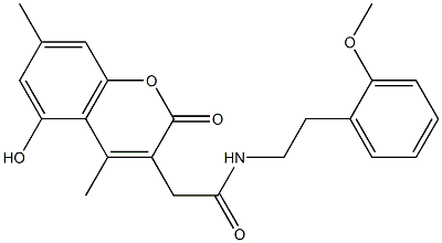 2-(5-hydroxy-4,7-dimethyl-2-oxochromen-3-yl)-N-[2-(2-methoxyphenyl)ethyl]acetamide Struktur