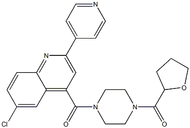 [4-(6-chloro-2-pyridin-4-ylquinoline-4-carbonyl)piperazin-1-yl]-(oxolan-2-yl)methanone Struktur