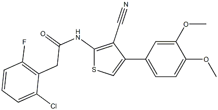 2-(2-chloro-6-fluorophenyl)-N-[3-cyano-4-(3,4-dimethoxyphenyl)thiophen-2-yl]acetamide Struktur