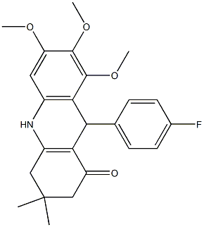 9-(4-fluorophenyl)-6,7,8-trimethoxy-3,3-dimethyl-2,4,9,10-tetrahydroacridin-1-one Struktur