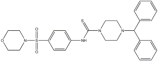 4-benzhydryl-N-(4-morpholin-4-ylsulfonylphenyl)piperazine-1-carbothioamide Struktur