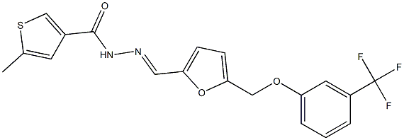 5-methyl-N-[(E)-[5-[[3-(trifluoromethyl)phenoxy]methyl]furan-2-yl]methylideneamino]thiophene-3-carboxamide Struktur