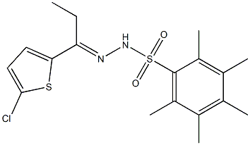 N-[(E)-1-(5-chlorothiophen-2-yl)propylideneamino]-2,3,4,5,6-pentamethylbenzenesulfonamide Struktur