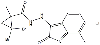 2,2-dibromo-N'-(6-chloro-7-methyl-2-oxoindol-3-yl)-1-methylcyclopropane-1-carbohydrazide Struktur