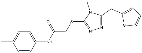 N-(4-methylphenyl)-2-[[4-methyl-5-(thiophen-2-ylmethyl)-1,2,4-triazol-3-yl]sulfanyl]acetamide Struktur