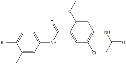 4-acetamido-N-(4-bromo-3-methylphenyl)-5-chloro-2-methoxybenzamide Struktur