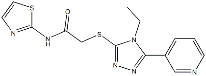 2-[(4-ethyl-5-pyridin-3-yl-1,2,4-triazol-3-yl)sulfanyl]-N-(1,3-thiazol-2-yl)acetamide Struktur