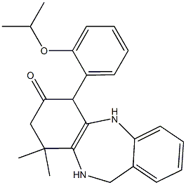 9,9-dimethyl-6-(2-propan-2-yloxyphenyl)-6,8,10,11-tetrahydro-5H-benzo[b][1,4]benzodiazepin-7-one Struktur