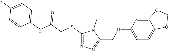 2-[[5-(1,3-benzodioxol-5-yloxymethyl)-4-methyl-1,2,4-triazol-3-yl]sulfanyl]-N-(4-methylphenyl)acetamide Struktur