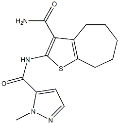 N-(3-carbamoyl-5,6,7,8-tetrahydro-4H-cyclohepta[b]thiophen-2-yl)-2-methylpyrazole-3-carboxamide Struktur