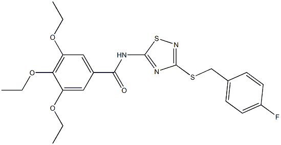 3,4,5-triethoxy-N-[3-[(4-fluorophenyl)methylsulfanyl]-1,2,4-thiadiazol-5-yl]benzamide Struktur