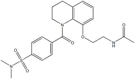 N-[2-[[1-[4-(dimethylsulfamoyl)benzoyl]-3,4-dihydro-2H-quinolin-8-yl]oxy]ethyl]acetamide Struktur