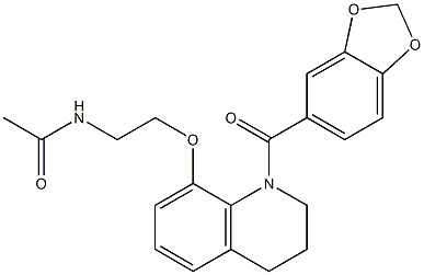 N-[2-[[1-(1,3-benzodioxole-5-carbonyl)-3,4-dihydro-2H-quinolin-8-yl]oxy]ethyl]acetamide Struktur