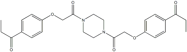 1-[4-[2-oxo-2-[4-[2-(4-propanoylphenoxy)acetyl]piperazin-1-yl]ethoxy]phenyl]propan-1-one Struktur