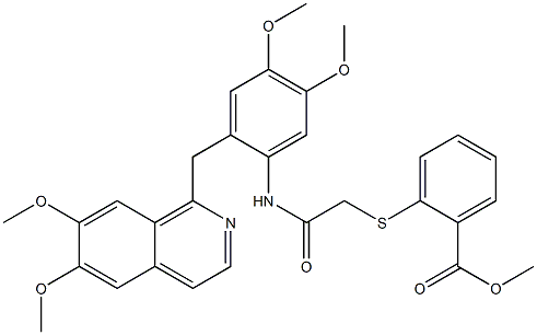 methyl 2-[2-[2-[(6,7-dimethoxyisoquinolin-1-yl)methyl]-4,5-dimethoxyanilino]-2-oxoethyl]sulfanylbenzoate Struktur