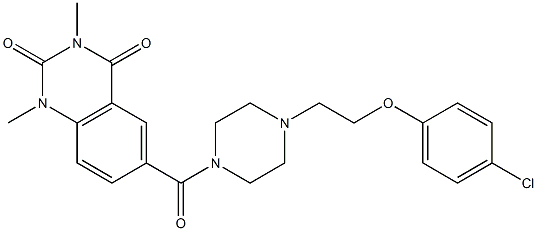 6-[4-[2-(4-chlorophenoxy)ethyl]piperazine-1-carbonyl]-1,3-dimethylquinazoline-2,4-dione Struktur