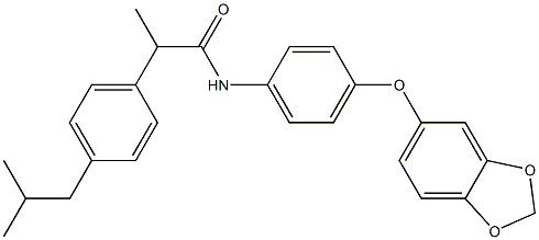 N-[4-(1,3-benzodioxol-5-yloxy)phenyl]-2-[4-(2-methylpropyl)phenyl]propanamide Struktur