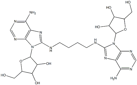 2-[6-amino-8-[4-[[6-amino-9-[3,4-dihydroxy-5-(hydroxymethyl)oxolan-2-yl]purin-8-yl]amino]butylamino]purin-9-yl]-5-(hydroxymethyl)oxolane-3,4-diol Struktur