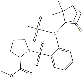 methyl 1-[2-[(7,7-dimethyl-3-oxo-4-bicyclo[2.2.1]heptanyl)methylsulfonylamino]phenyl]sulfonylpyrrolidine-2-carboxylate Struktur