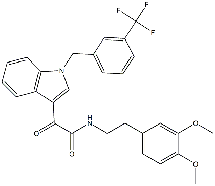 N-[2-(3,4-dimethoxyphenyl)ethyl]-2-oxo-2-[1-[[3-(trifluoromethyl)phenyl]methyl]indol-3-yl]acetamide Struktur