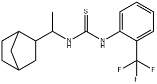 1-[1-(3-bicyclo[2.2.1]heptanyl)ethyl]-3-[2-(trifluoromethyl)phenyl]thiourea Struktur