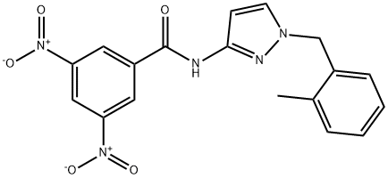 N-[1-[(2-methylphenyl)methyl]pyrazol-3-yl]-3,5-dinitrobenzamide Struktur