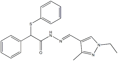 N-[(E)-(1-ethyl-3-methylpyrazol-4-yl)methylideneamino]-2-phenyl-2-phenylsulfanylacetamide Struktur