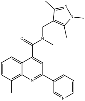 N,8-dimethyl-2-pyridin-3-yl-N-[(1,3,5-trimethylpyrazol-4-yl)methyl]quinoline-4-carboxamide Struktur