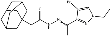 2-(1-adamantyl)-N-[(E)-1-(4-bromo-1-ethylpyrazol-3-yl)ethylideneamino]acetamide Struktur