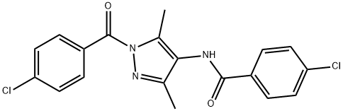 4-chloro-N-[1-(4-chlorobenzoyl)-3,5-dimethylpyrazol-4-yl]benzamide Struktur