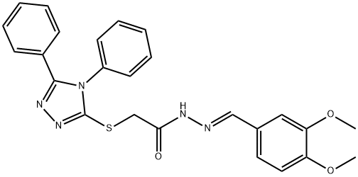 N-[(E)-(3,4-dimethoxyphenyl)methylideneamino]-2-[(4,5-diphenyl-1,2,4-triazol-3-yl)sulfanyl]acetamide Struktur