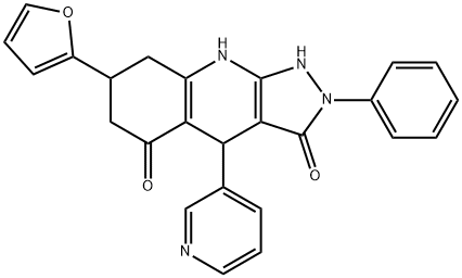 7-(furan-2-yl)-2-phenyl-4-pyridin-3-yl-1,4,6,7,8,9-hexahydropyrazolo[3,4-b]quinoline-3,5-dione Struktur