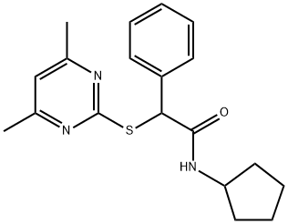 N-cyclopentyl-2-(4,6-dimethylpyrimidin-2-yl)sulfanyl-2-phenylacetamide Struktur