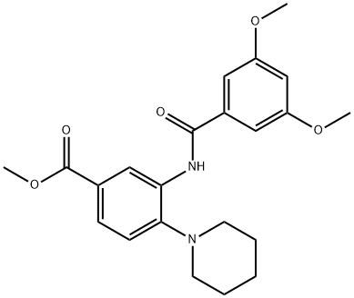 methyl 3-[(3,5-dimethoxybenzoyl)amino]-4-piperidin-1-ylbenzoate Struktur